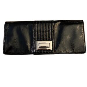 KOOBA Black Patent Leather  Clutch with Silver Accent